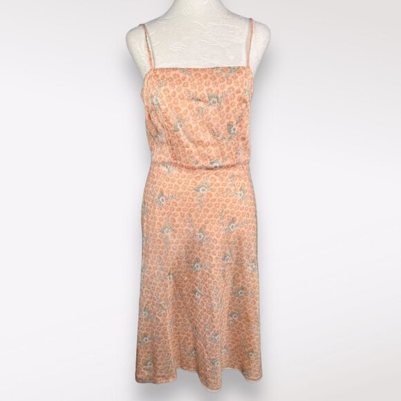 J. Crew Dresses & Skirts - J.Crew Slip Dress Midi Spaghetti Straps Orange Floral Cotton Size 6